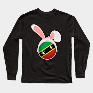 happy easter St Kitts and Nevis bunny ears flag cute designs Long Sleeve T-Shirt